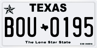 TX license plate BOU0195