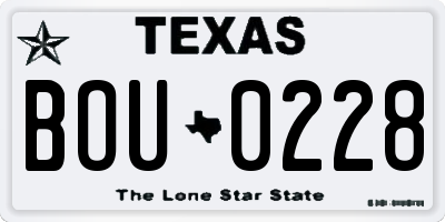 TX license plate BOU0228