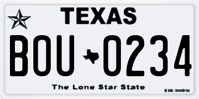 TX license plate BOU0234