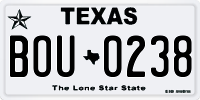 TX license plate BOU0238