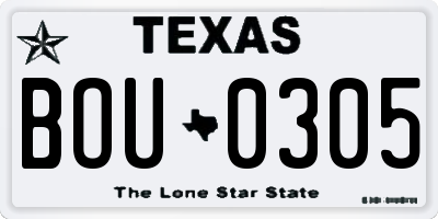 TX license plate BOU0305
