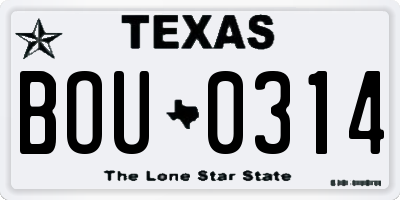 TX license plate BOU0314