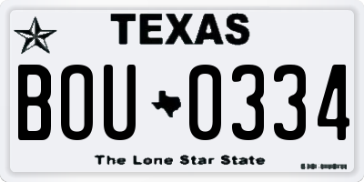 TX license plate BOU0334