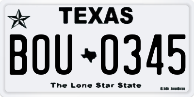 TX license plate BOU0345