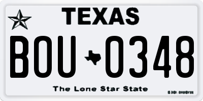 TX license plate BOU0348