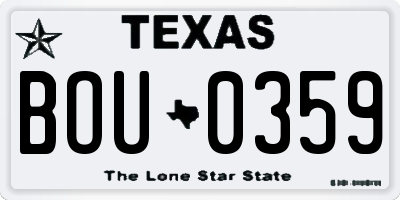 TX license plate BOU0359
