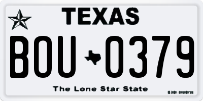 TX license plate BOU0379