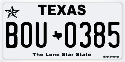 TX license plate BOU0385