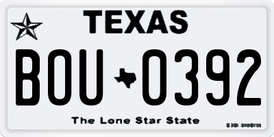 TX license plate BOU0392