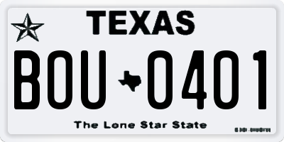 TX license plate BOU0401