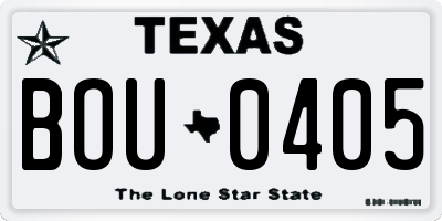 TX license plate BOU0405