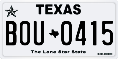 TX license plate BOU0415
