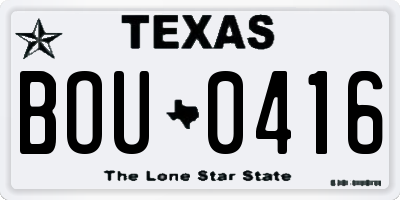 TX license plate BOU0416