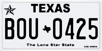 TX license plate BOU0425