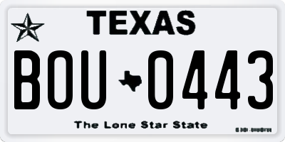 TX license plate BOU0443