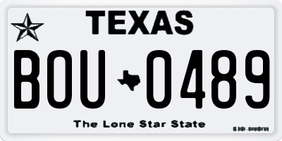 TX license plate BOU0489
