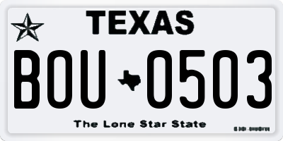 TX license plate BOU0503