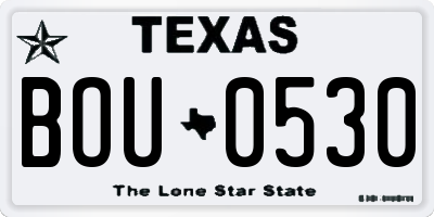 TX license plate BOU0530