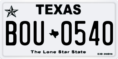 TX license plate BOU0540