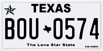 TX license plate BOU0574