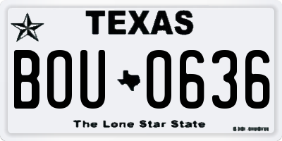 TX license plate BOU0636