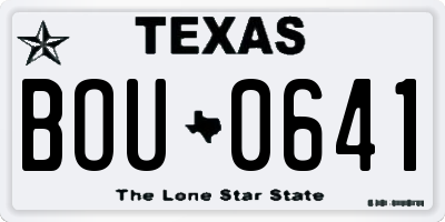 TX license plate BOU0641