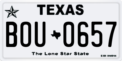 TX license plate BOU0657