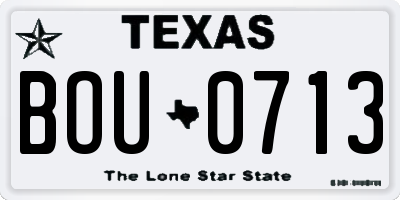 TX license plate BOU0713