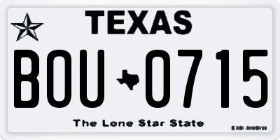 TX license plate BOU0715