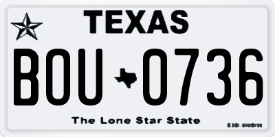 TX license plate BOU0736