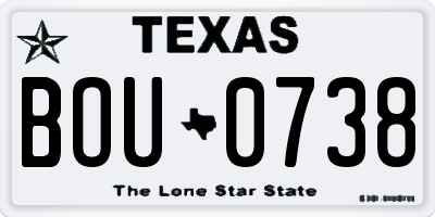 TX license plate BOU0738