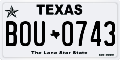 TX license plate BOU0743