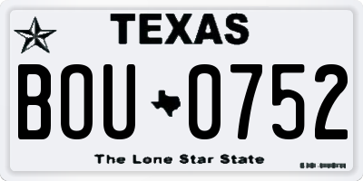 TX license plate BOU0752