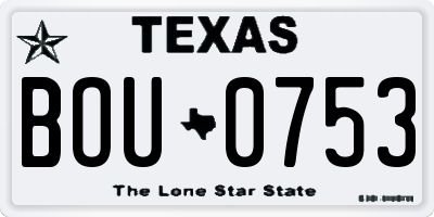 TX license plate BOU0753
