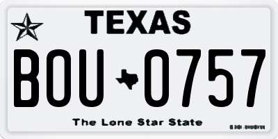 TX license plate BOU0757