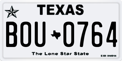 TX license plate BOU0764
