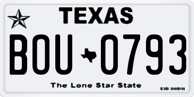 TX license plate BOU0793