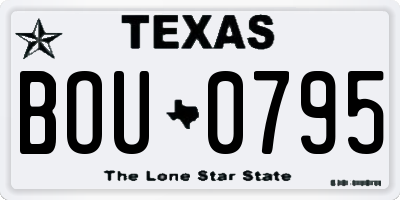 TX license plate BOU0795