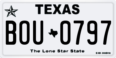 TX license plate BOU0797