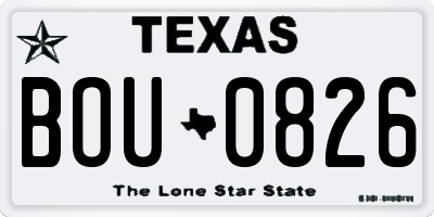 TX license plate BOU0826