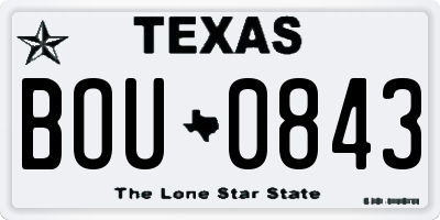 TX license plate BOU0843