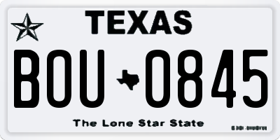 TX license plate BOU0845