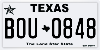 TX license plate BOU0848