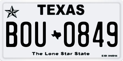 TX license plate BOU0849