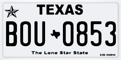 TX license plate BOU0853
