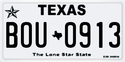 TX license plate BOU0913