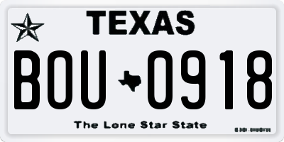 TX license plate BOU0918