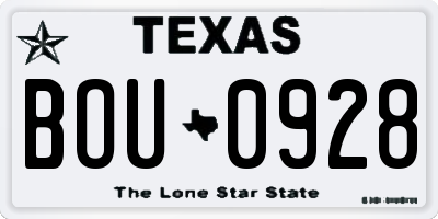 TX license plate BOU0928