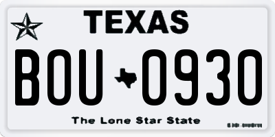 TX license plate BOU0930