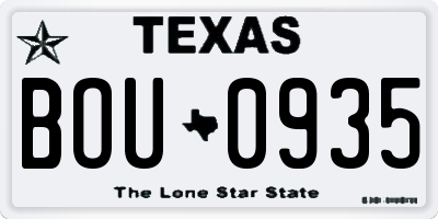 TX license plate BOU0935